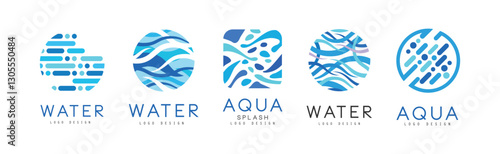Wallpaper Mural Aqua and Water Abstract Logo and Emblem Design Vector Set Torontodigital.ca