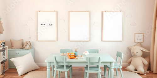 Minimalist Scandinavian Children's Room with Soft Pastel Decor