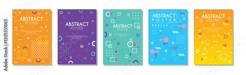 Abstract Poster and Cover with Figures and Shapes Vector Set
