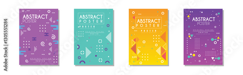 Abstract Poster and Cover with Figures and Shapes Vector Set