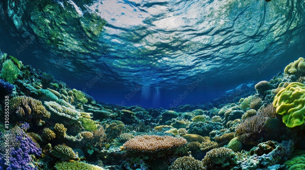 Fototapeta premium A Vibrant Coral Reef Ecosystem Teems With Marine Life Underwater