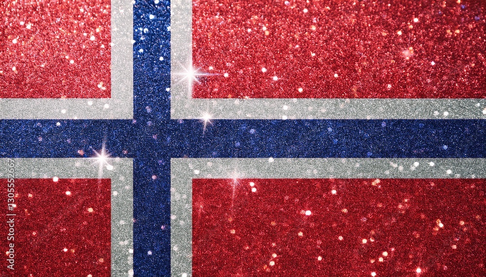 Fototapeta premium キラキラしているノルウェーの国旗(glitter Norway flag) 