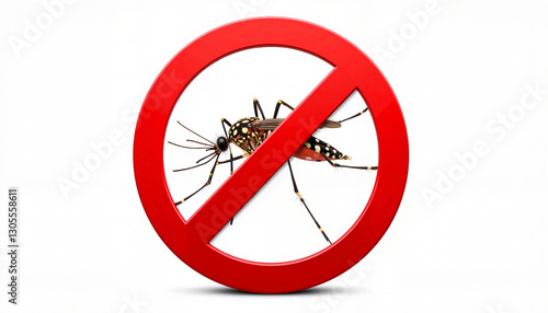 Free Download Detailed mosquito illustration inside prohibition sign, pest control - GFXLoad