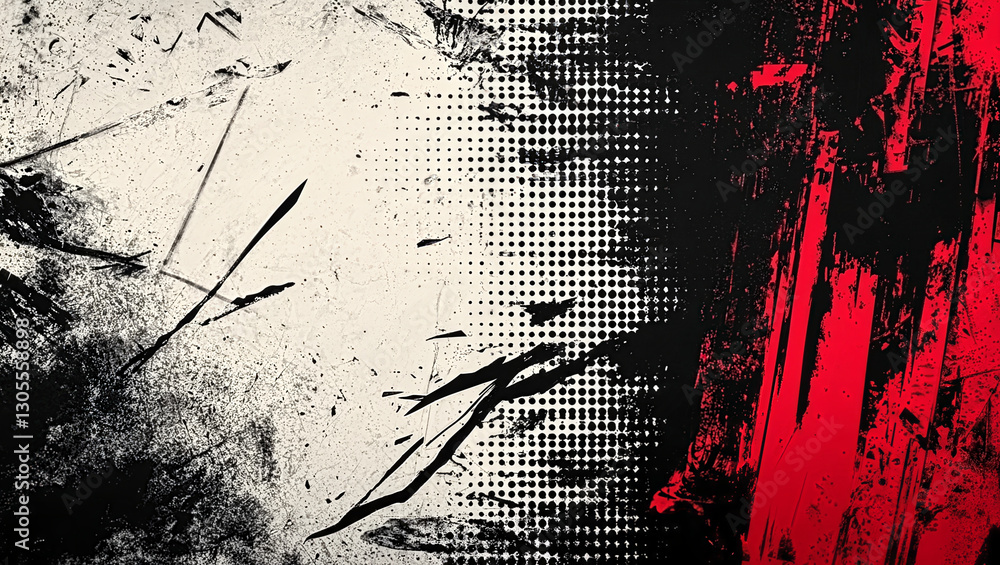 Black and Red Abstract Halftone, Gritty, Grunge Background with Copy space. Sports / Dynamic Backdrop Black and Red Abstract Halftone, Gritty, Grunge Background with Copy space. Sports / Dynamic Backdrop