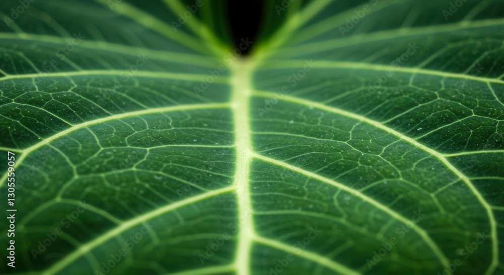 Close-up of a Green Leaf Surface with Visible Vein Pattern Close-up of a Green Leaf Surface with Visible Vein Pattern