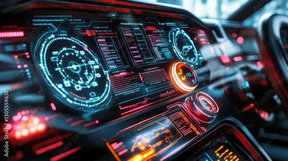 Futuristic Car Dashboard Displaying Data And Information Clearly Futuristic Car Dashboard Displaying Data And Information Clearly