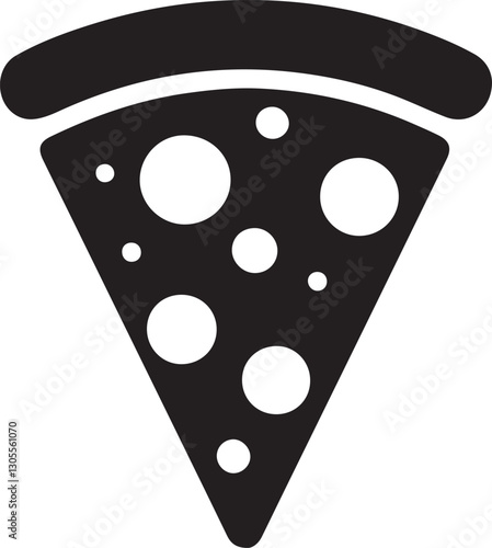 Black pizza slice with white circles vector illustration design