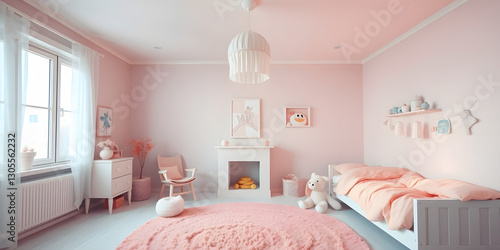 Minimalist Scandinavian Children's Room with Soft Pastel Decor