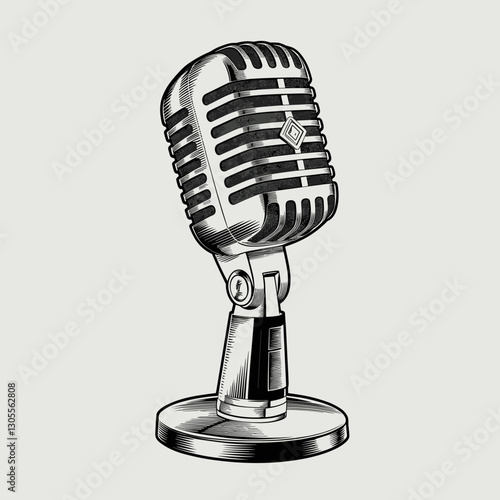 Vintage Retro Microphone Illustration