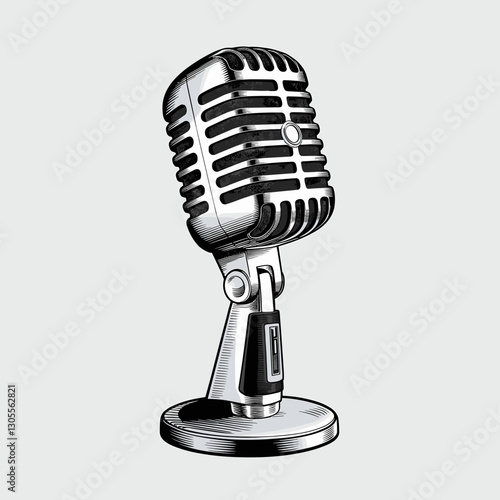 Vintage Retro Microphone Illustration