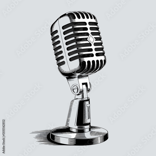 Vintage Retro Microphone Illustration
