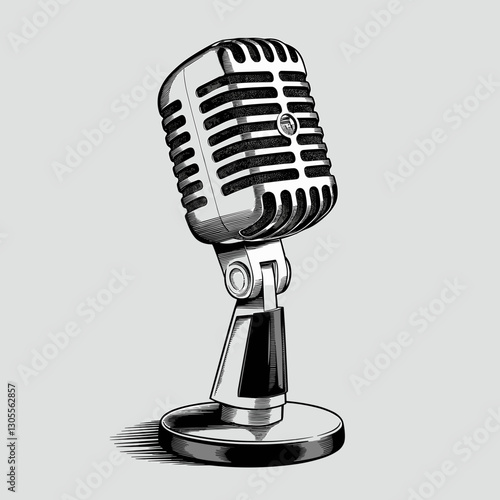 Vintage Retro Microphone Illustration