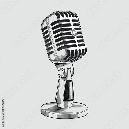 Vintage Retro Microphone Illustration