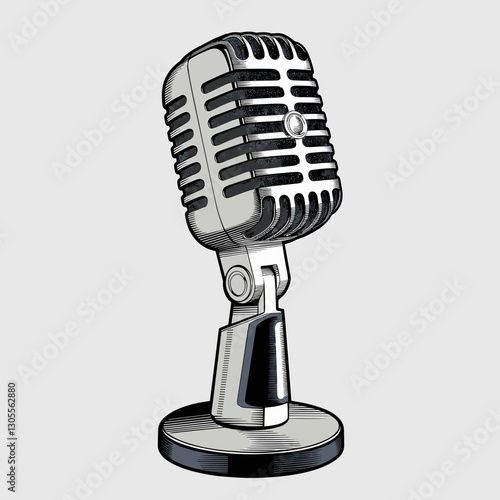 Vintage Retro Microphone Illustration
