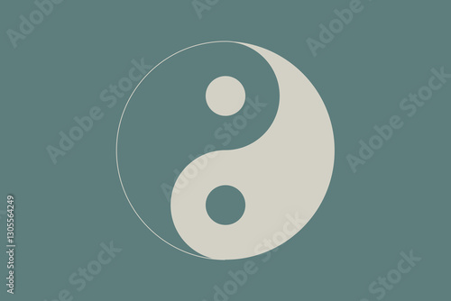 Minimalistic vector yin yang symbol in gold and green colors. EPS 10 outline icon.