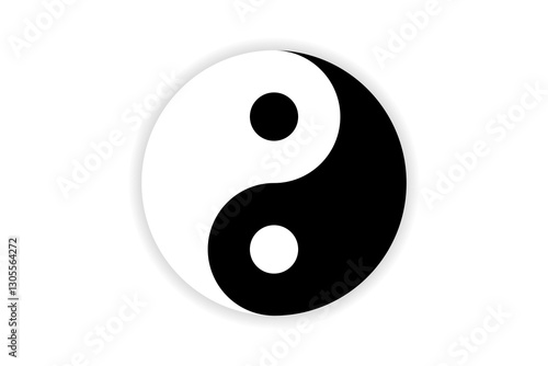 Vector yin yang symbol black and white with shadow under the circle. EPS 10
