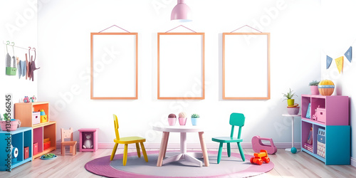 Minimalist Scandinavian Children's Room with Soft Pastel Decor