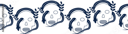 Horizontal border, set Magic and heavens seamless pattern, with magical elements Symbols of witchcraft theme