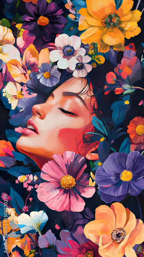 Woman with flowers pattern Woman with flowers pattern