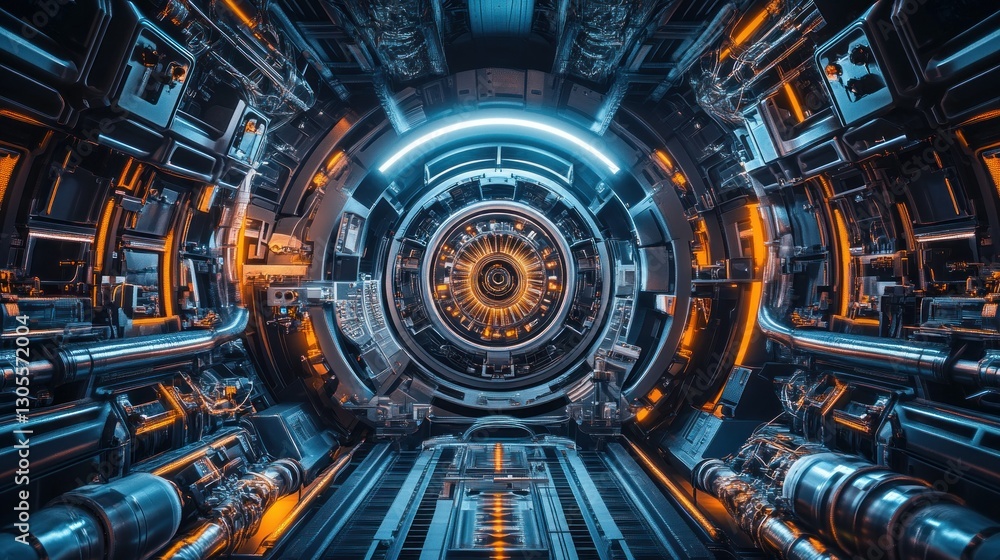 Fototapeta premium Futuristic Interior Depicts Advanced Technology And Complex Mechanical Components