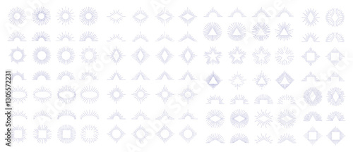 Geometric Shape Array: An assortment of intricate geometric shapes, arranged in an orderly grid, exuding a sense of modern design and structural aesthetics.