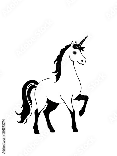 Unicorn illustration icon, black silhouette vector