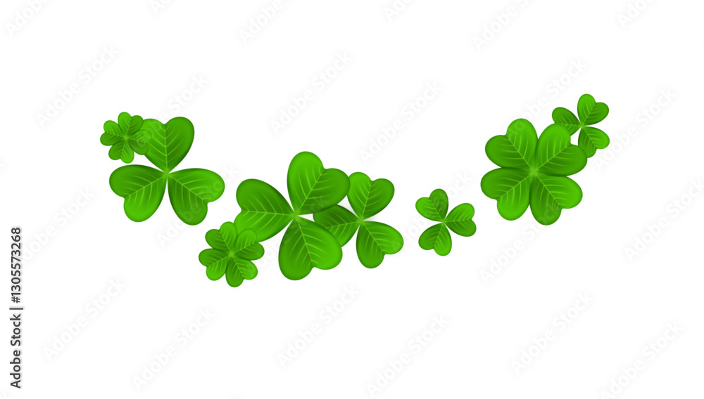 Realistic shamrock wreath element. Round clover frame. Green leaves Realistic shamrock wreath element. Round clover frame. Green leaves