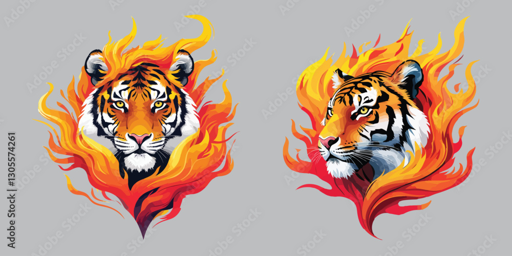 Obraz premium Fury of the Wild Phoenix Tiger Fireborn Tiger Tiger sticker Tiger side view sticker