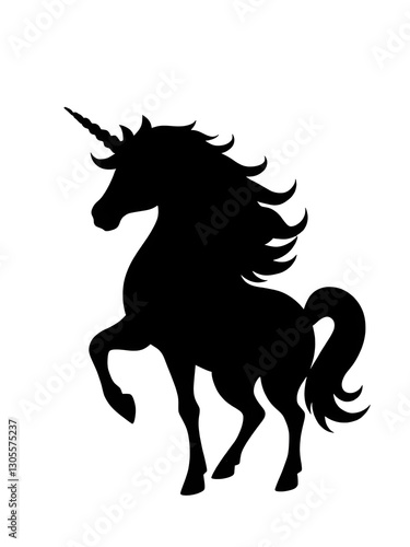 Unicorn illustration icon, black silhouette vector