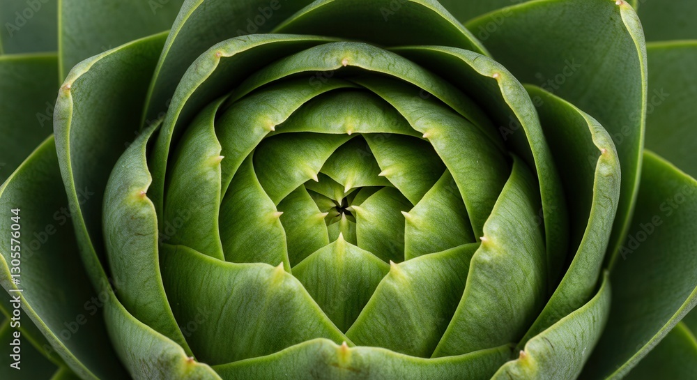 Obraz premium Close-up of Green Artichoke Plant Showing Symmetrical Leaf Pattern