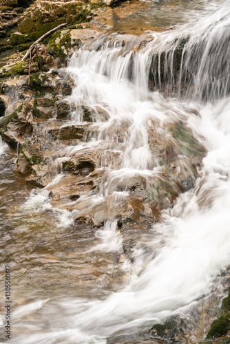 stones and waterfall.