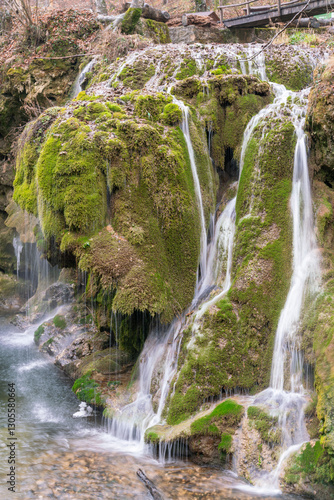 Bigar Waterfall, located in Romania, is a stunning natural wonder, renowned for its unique beauty, winter time.