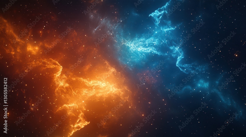 Fototapeta premium Wallpaper of an interstellar nebula with swirling gas clouds and vintage sci-fi textures