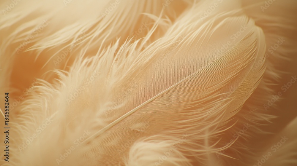 Close up image showing soft delicate feathers in warm tones Close up image showing soft delicate feathers in warm tones