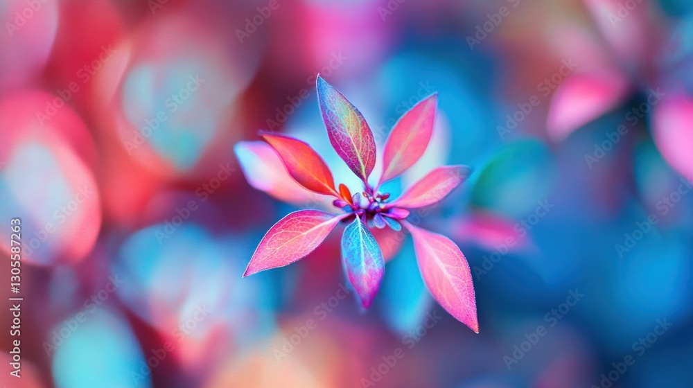 Colorful Plant Leaves Displaying Bright Hues And Soft Blurring Bokeh Colorful Plant Leaves Displaying Bright Hues And Soft Blurring Bokeh