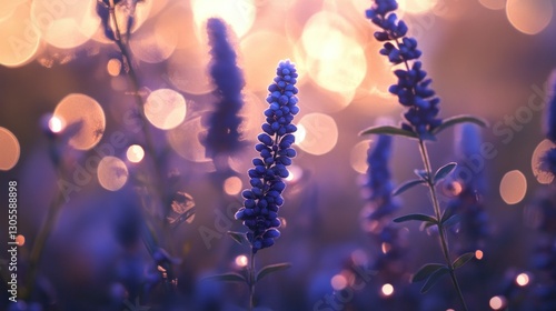 A Beautiful Field of Lavender Flowers with Bokeh Background photo