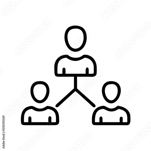 Simple line art of a team structure icon representing collaboration and teamwork, digital illustration