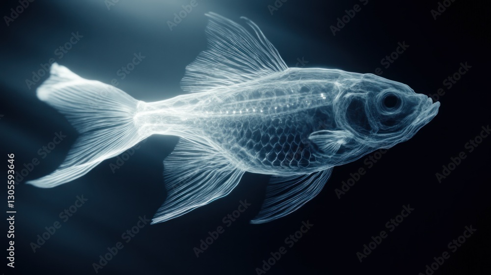 A beautiful x ray image of a fish swimming in water A beautiful x ray image of a fish swimming in water