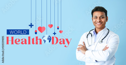 Handsome male doctor on col...