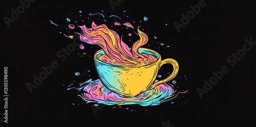 Wallpaper Mural A brightly colored cup of liquid with emanating steam Torontodigital.ca