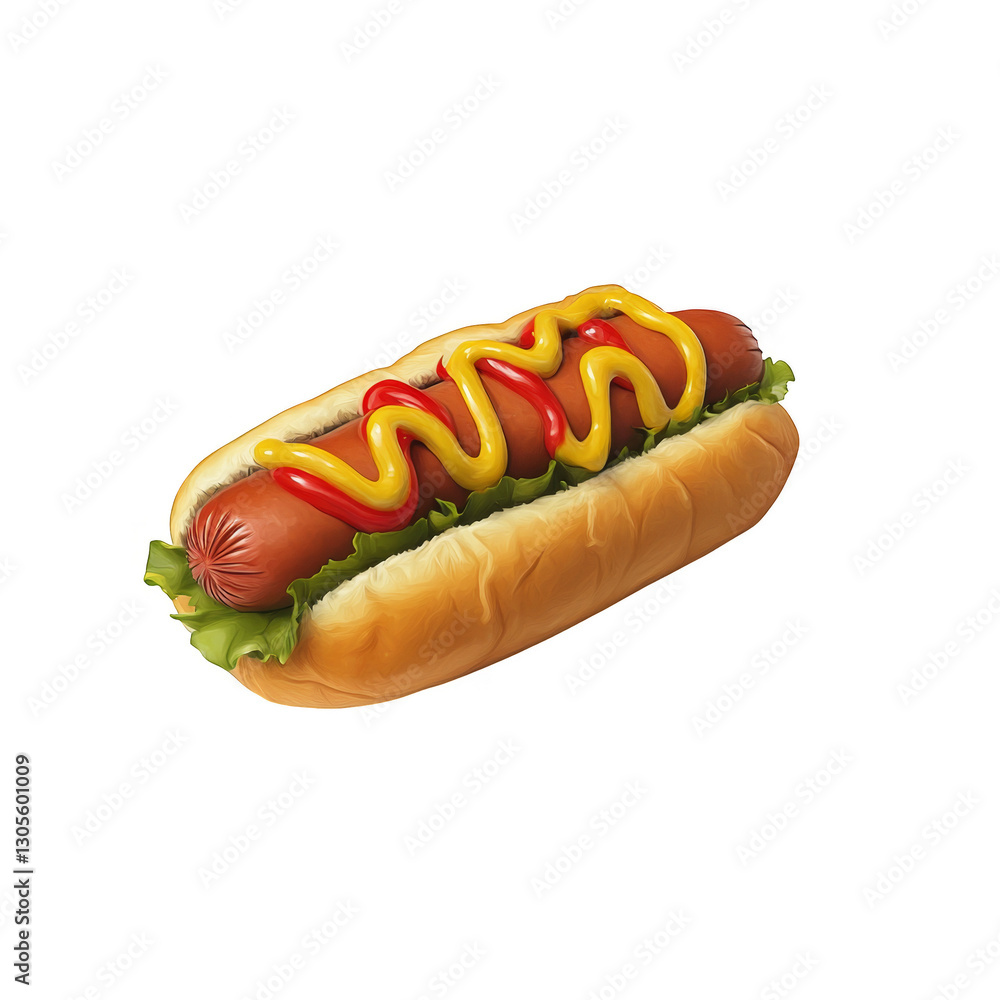 Mouthwatering Hot Dog with Ketchup and Mustard Mouthwatering Hot Dog with Ketchup and Mustard