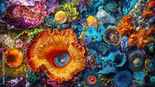 Colorful vibrant coral reef ecosystem thriving underwater among the ocean