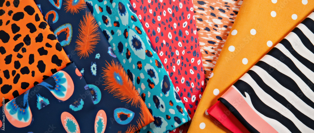 Obraz premium Vibrant collection of textured fabrics in various patterns and colors