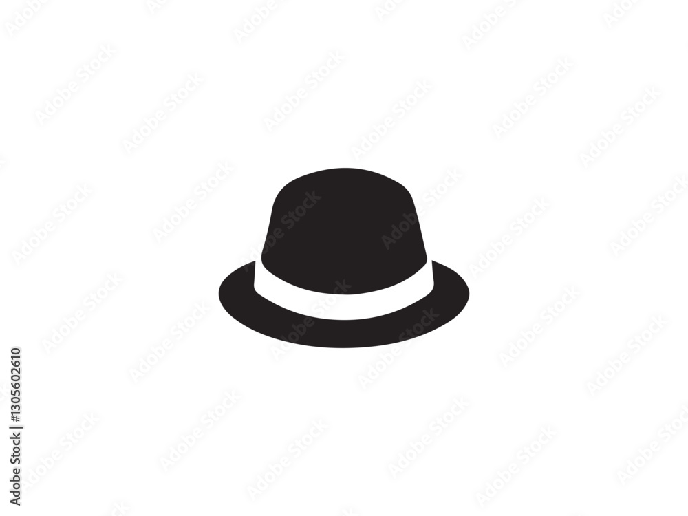 Simple Black Fedora Hat Silhouette.A clean, classic silhouette of a black fedora hat. Simple Black Fedora Hat Silhouette.A clean, classic silhouette of a black fedora hat.