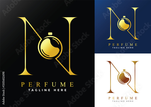 Letter N luxury Perfume logo design template