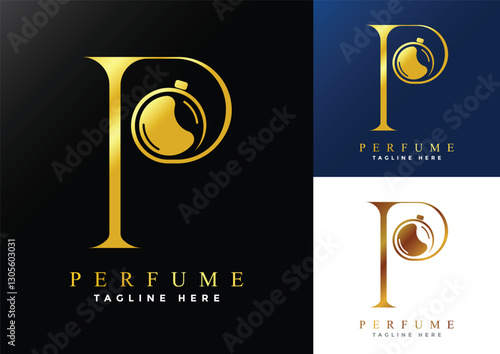 Letter P luxury Perfume logo design template