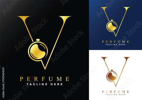 Letter V luxury Perfume logo design template