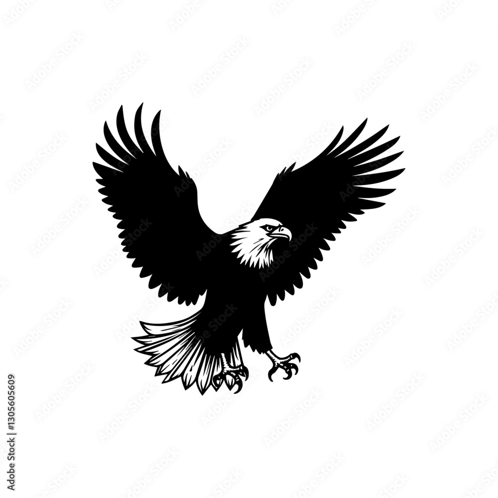 Fototapeta premium Eagle silhouette vector illustration of a flying bird symbolizing freedom and wildlife