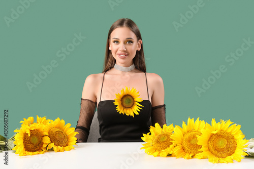 Elegant young woman with be...
