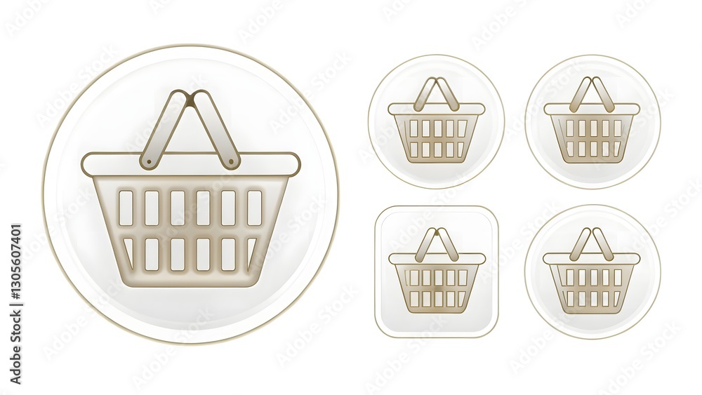 Different angles of a shopping basket icon Different angles of a shopping basket icon